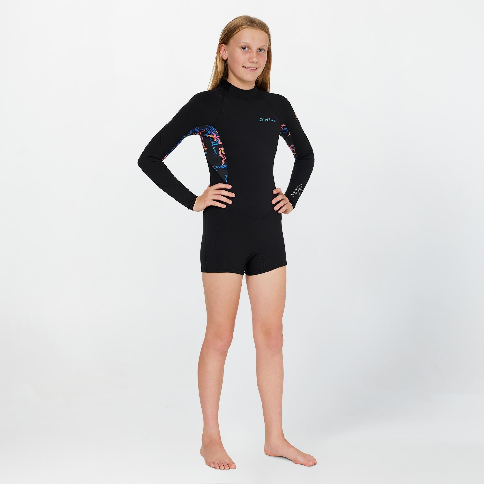 Girl's Bahia 2mm Long Sleeve Mid Spring Suit Back Zip - Tropic Texta