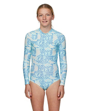 Girl's Bahia Lycra BZ LS Surf Suit - Check Mosaic