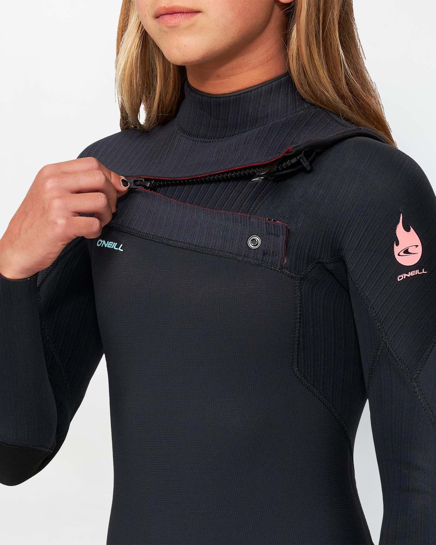 Girl's HyperFire 4/3mm Steamer Chest Zip Wetsuit - Black