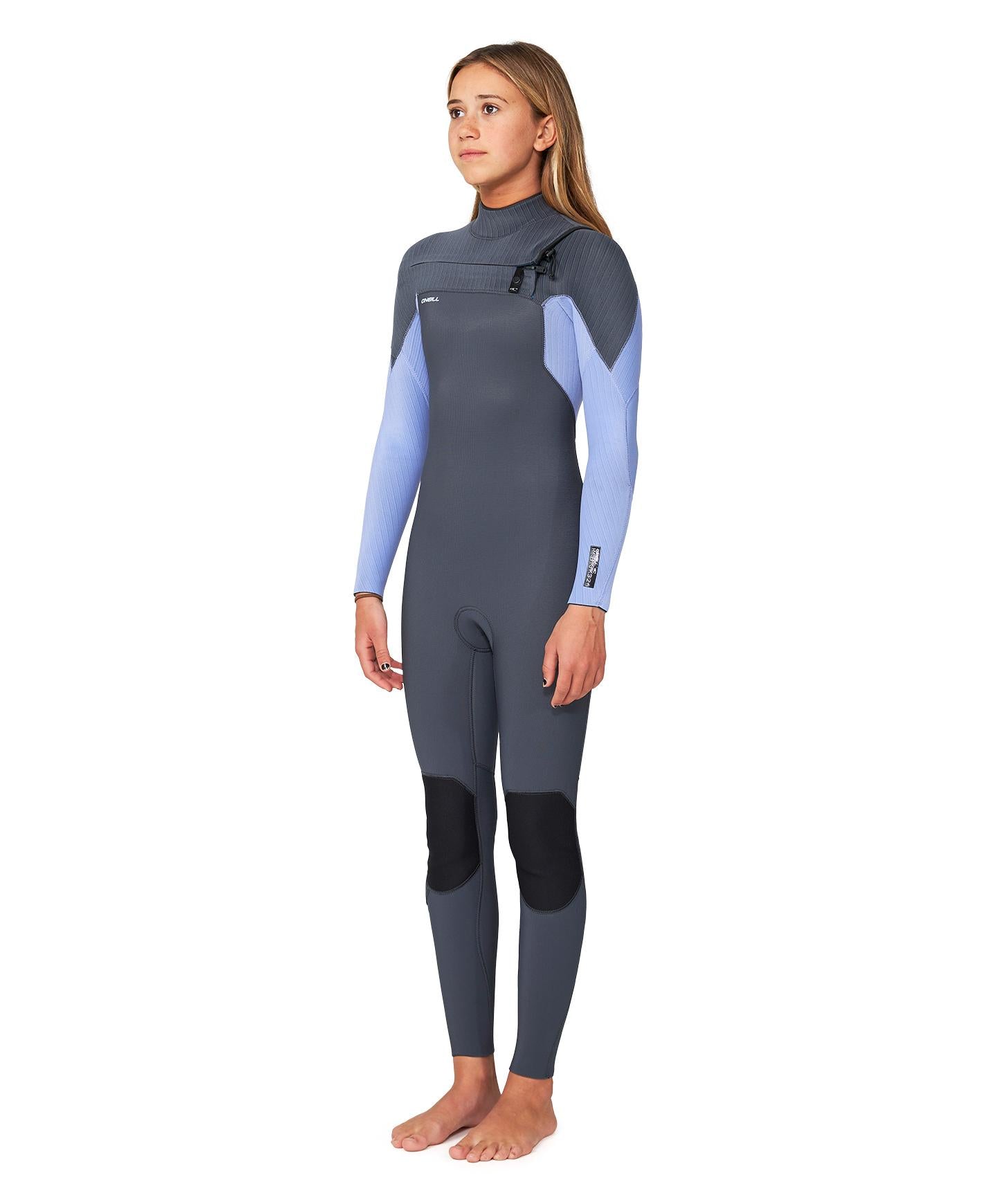 Girl's HyperFreak 3/2+ Steamer Chest Zip Wetsuit - Periwinkle