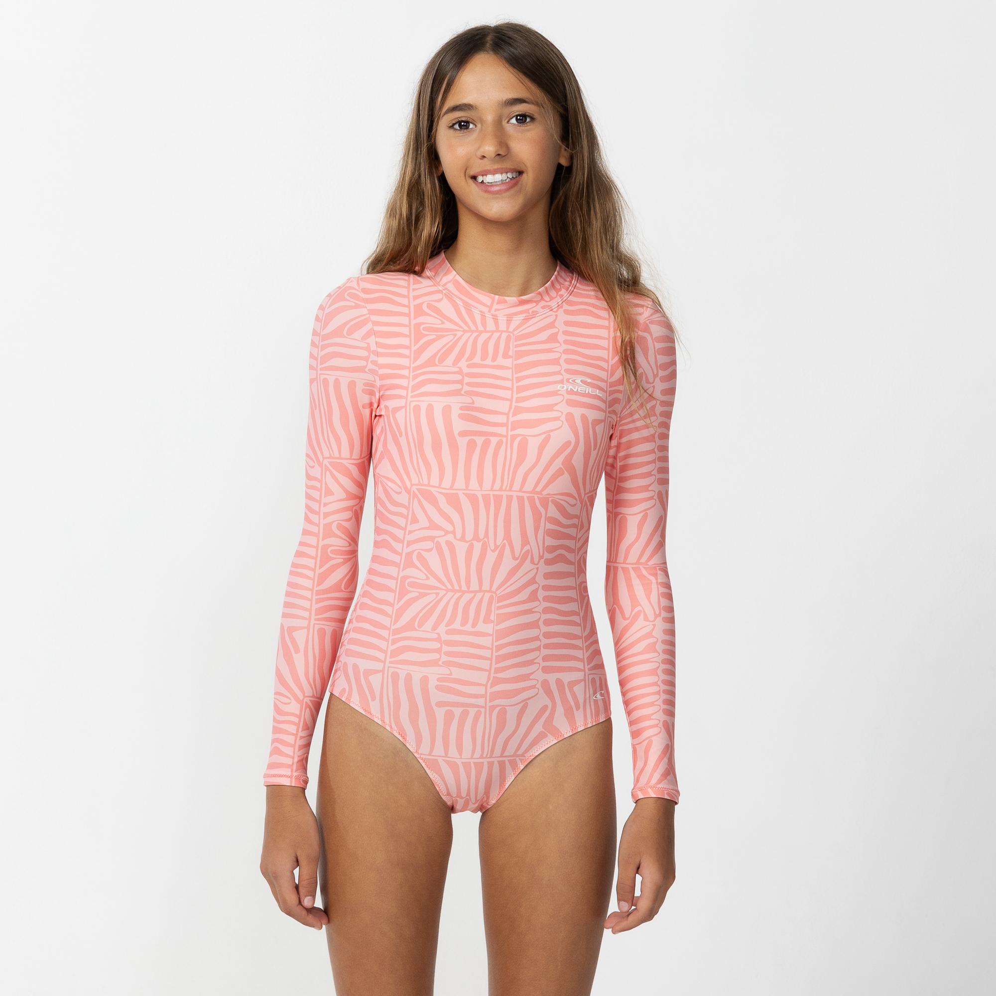 Girl's Laney Back Zip Surf Suit - Palm Peach