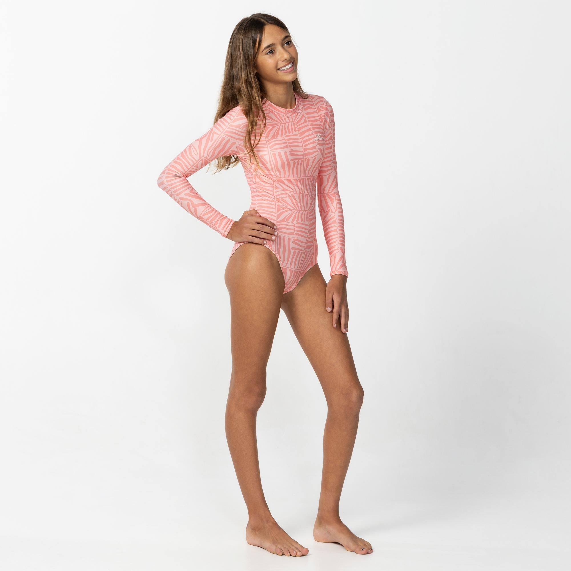 Girl's Laney Back Zip Surf Suit - Palm Peach