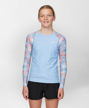 Girls Nixie LS Rash Vest - Blue Floral