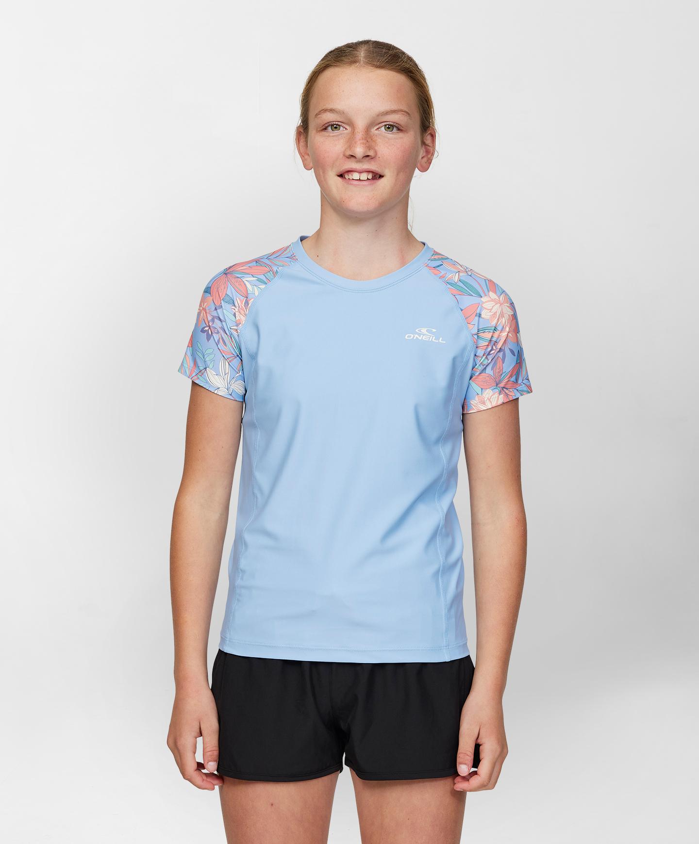 Girls Nixie SS Rash Vest - Blue Floral