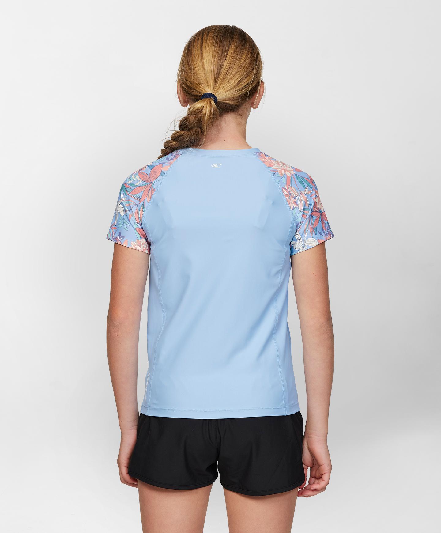 Girls Nixie SS Rash Vest - Blue Floral