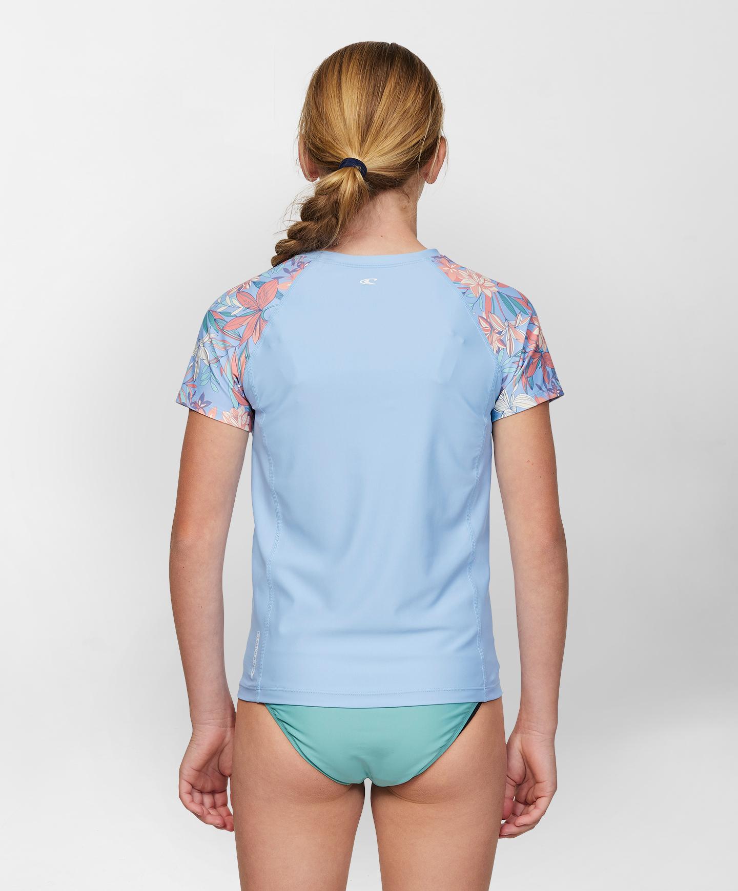 Girls Nixie SS Rash Vest - Blue Floral