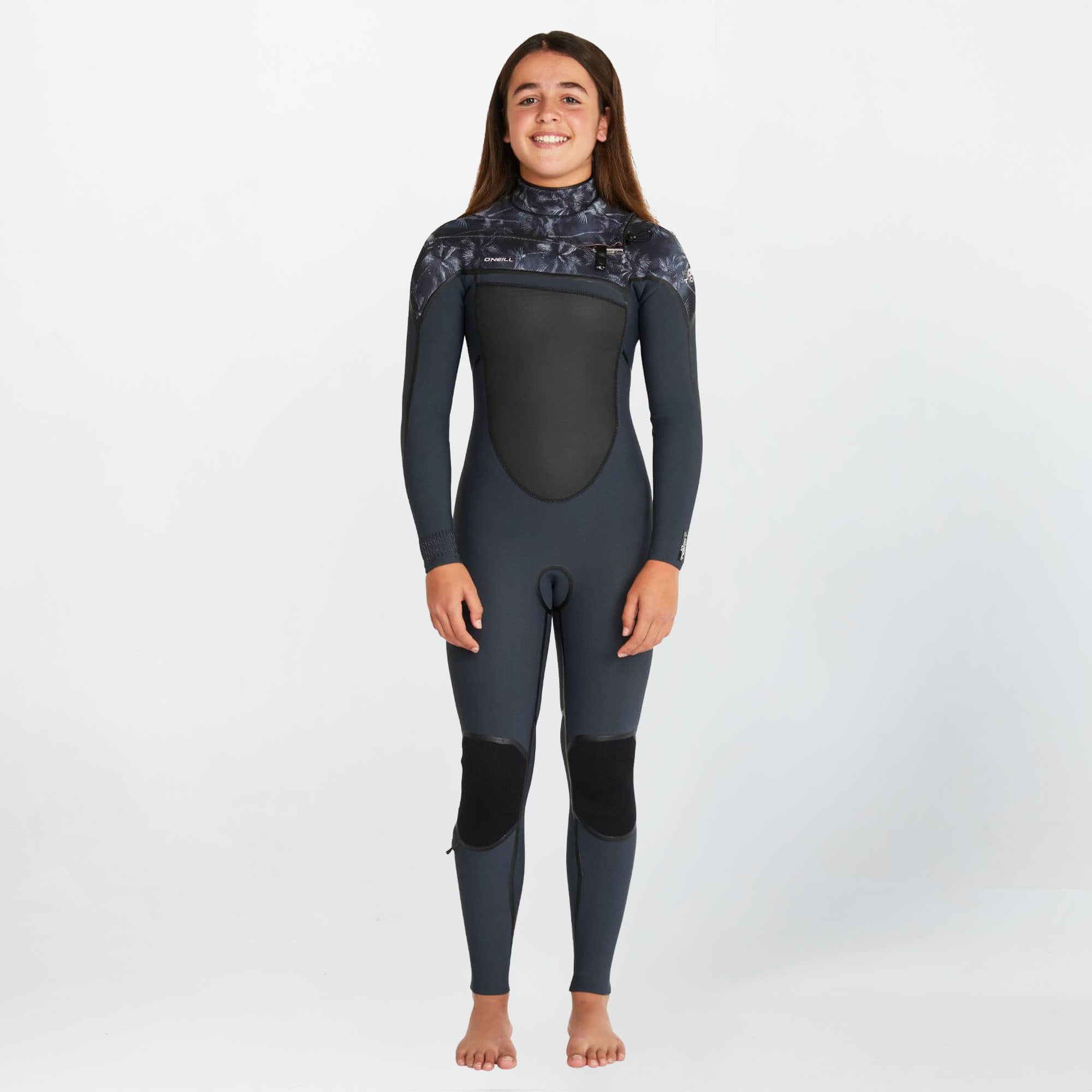Girl's Psycho Tech 4/3mm Steamer Chest Zip Wetsuit - Gunmetal
