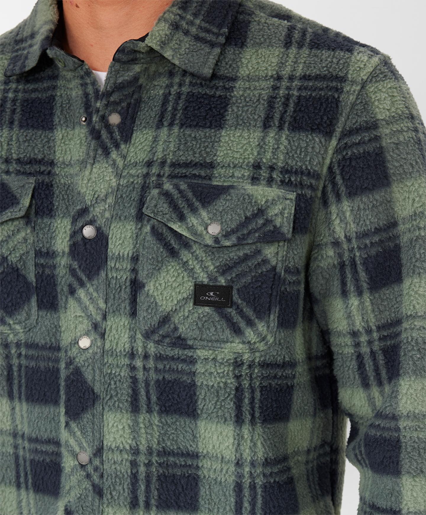 Glacier Plaid High Pile Superfleece - Dark Olive