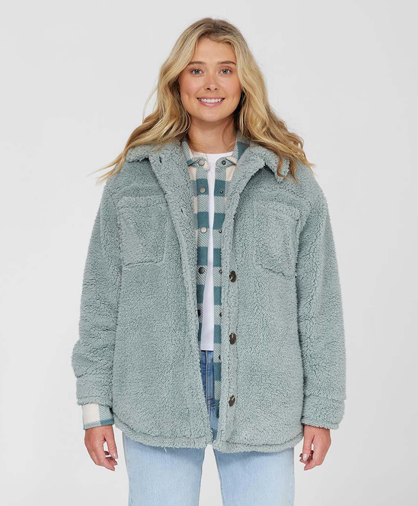 Heath Solid Jacket - Silver Blue