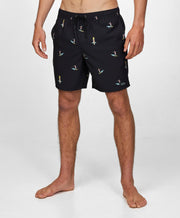 Hermosa E Waist 17" Beach Shorts - Black