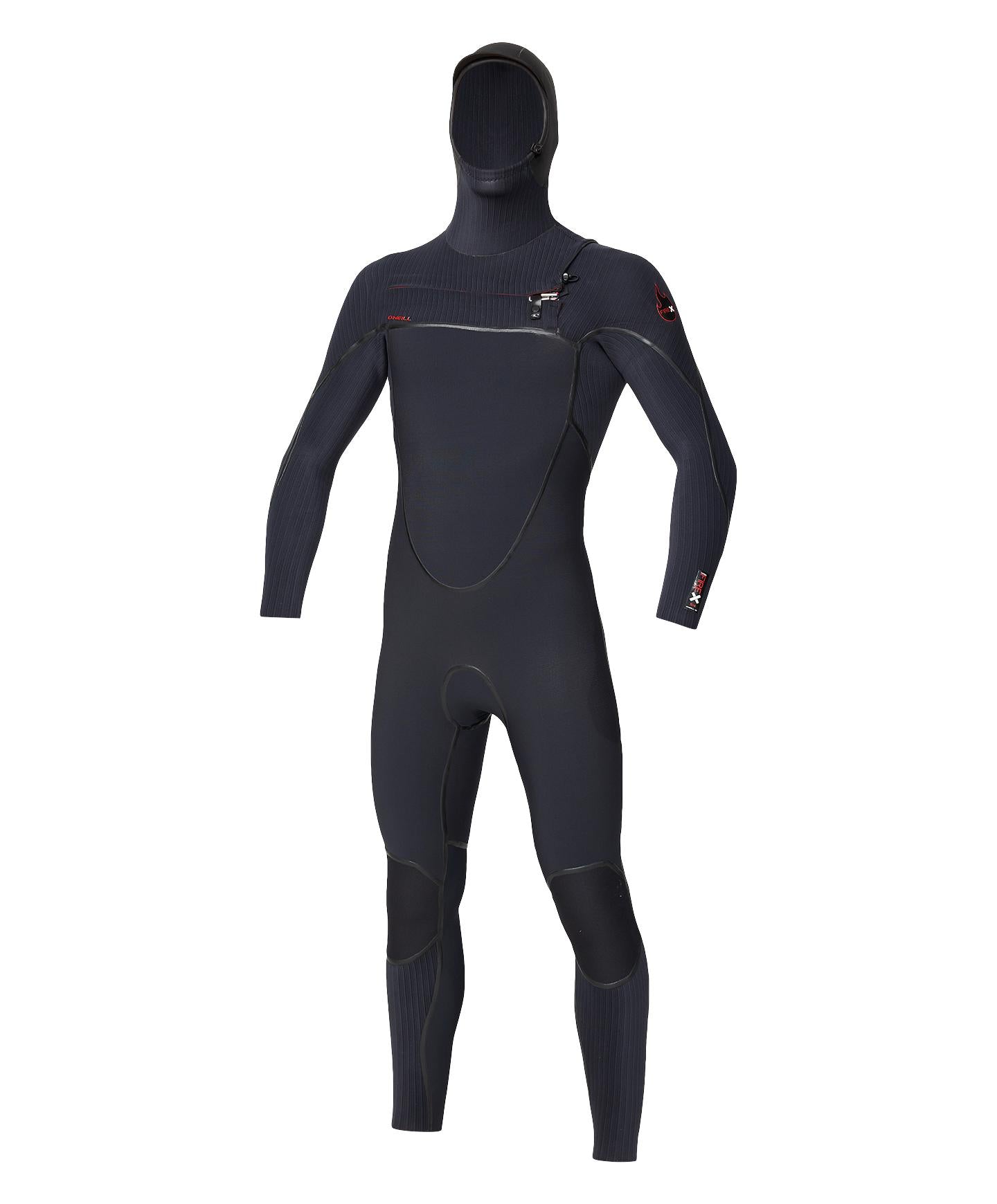 HyperFire X 5/4+mm Hooded Steamer Chest Zip Wetsuit - Black