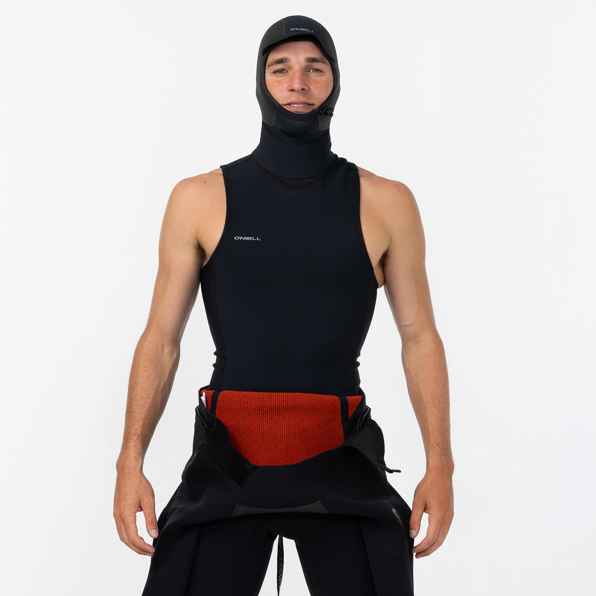 Men's HyperFire No Sleeve GBS Hooded 1mm Wetsuit Vest - Black