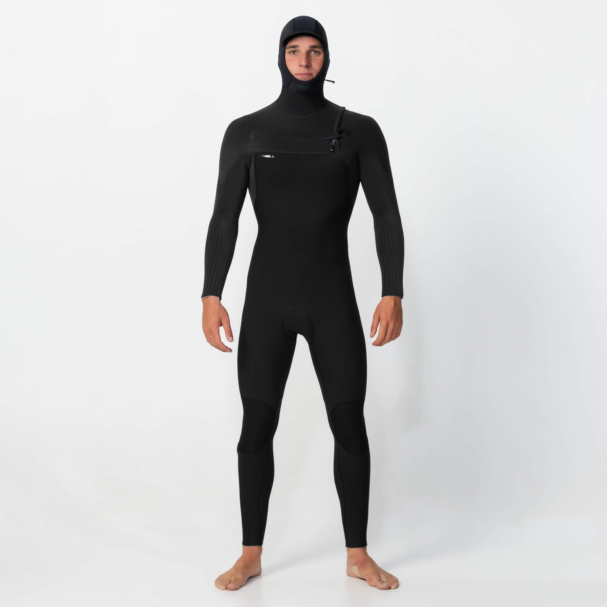 HyperFreak 4/3+ Hooded Steamer Chest Zip Wetsuit - Black