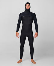 HyperFreak 4/3+ Hooded Steamer Chest Zip Wetsuit - Black