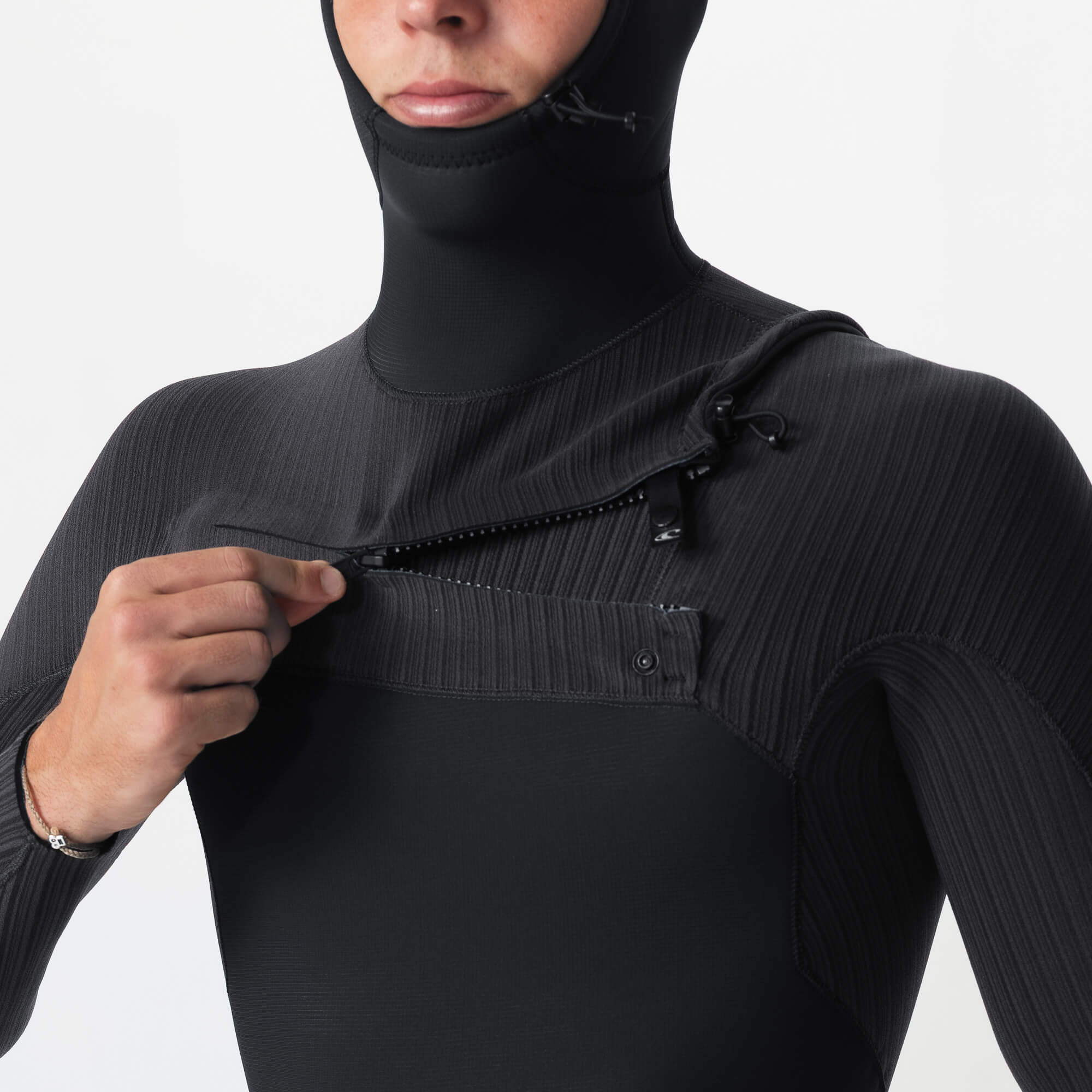 HyperFreak 5/4+ Hooded Steamer Chest Zip Wetsuit - Black