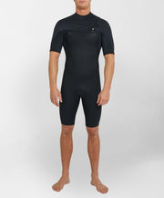 HyperFreak Short Sleeve Springsuit 2mm Chest Zip Wetsuit - Black