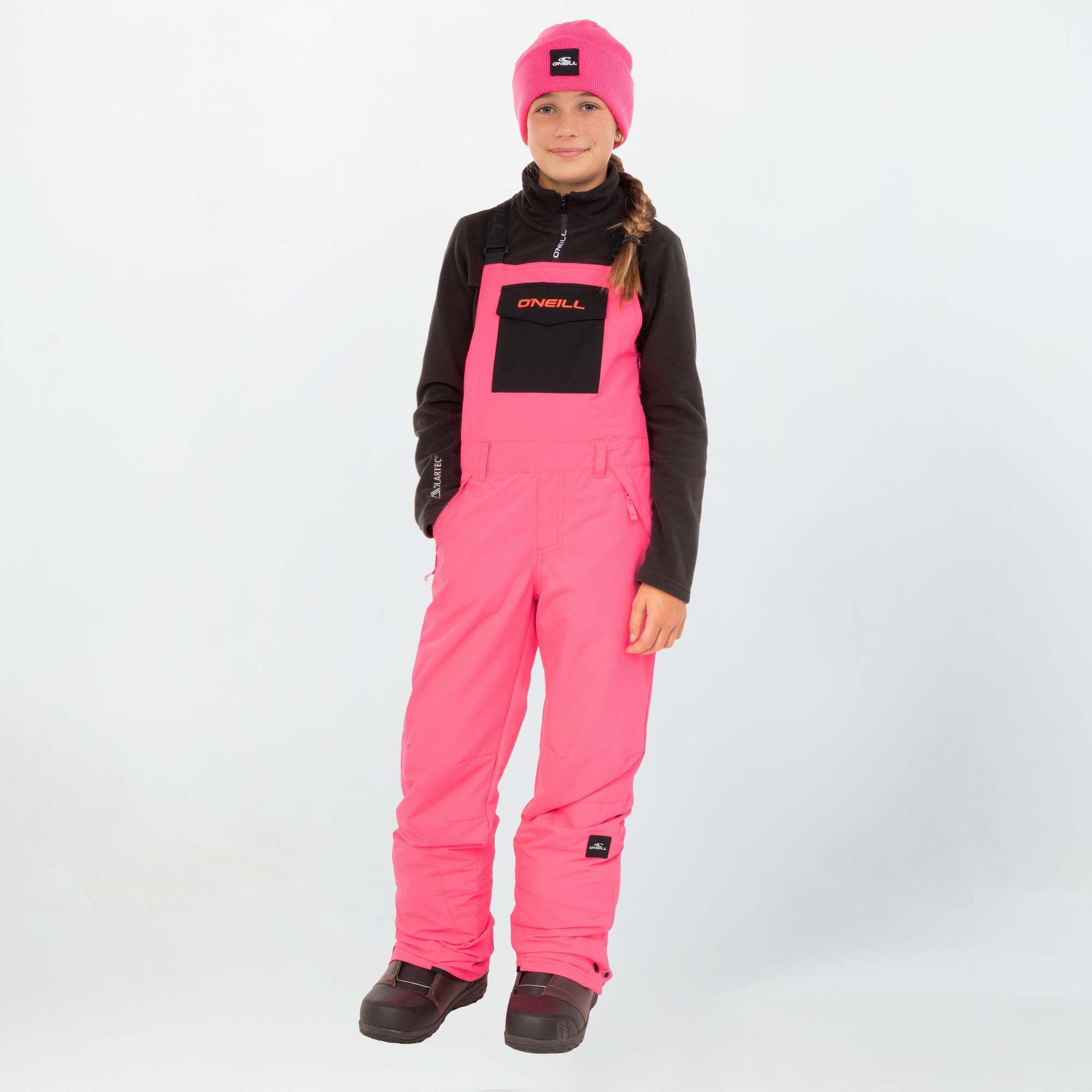 Kid's Bib Pants - Skater Pink Colour Block