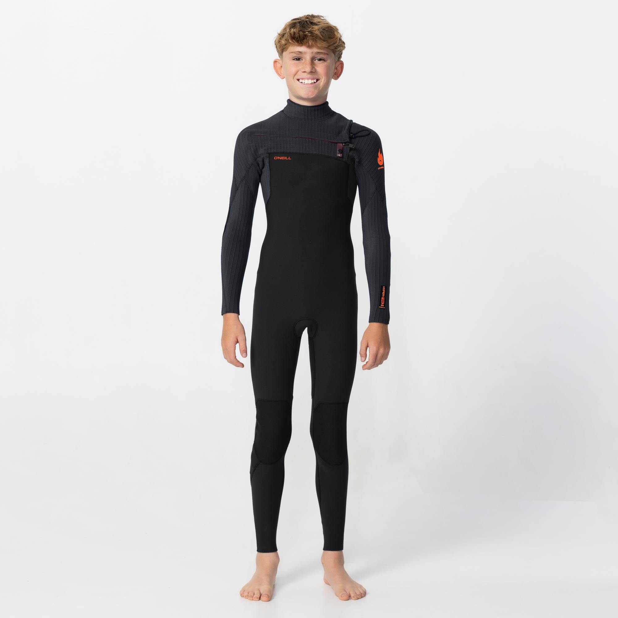 Kid's HyperFire 3/2mm Steamer Chest Zip - Black