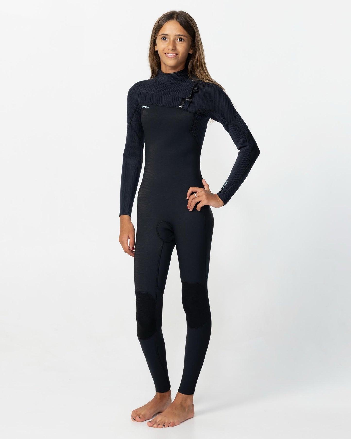 Girl's HyperFreak 3/2+ Steamer Chest Zip Wetsuit - Black