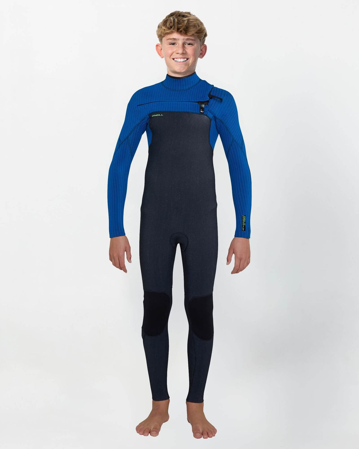 Kids HyperFreak 4/3+ Steamer Chest Zip Wetsuit - Acid/Ultrablue