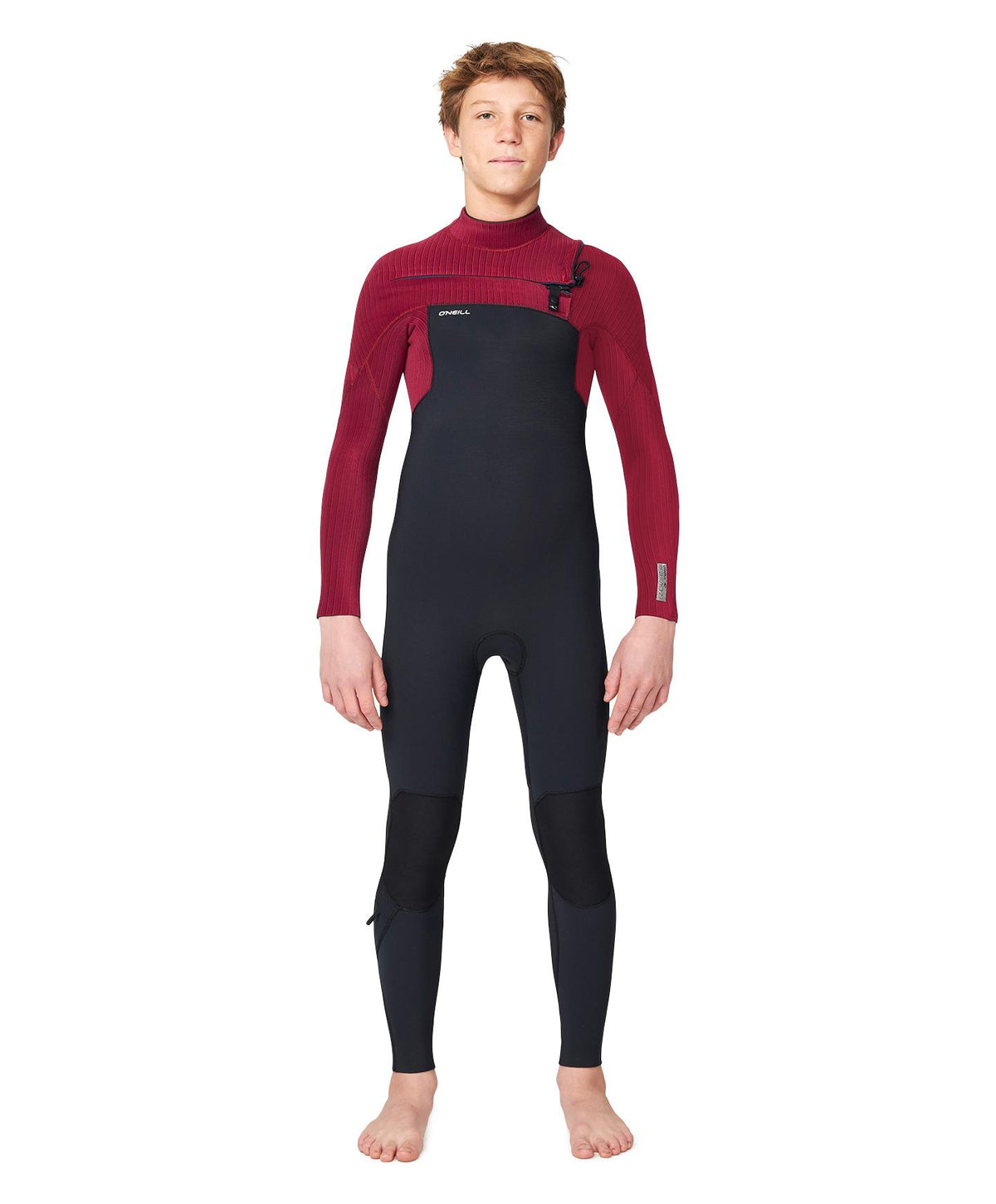 Boy's HyperFreak 4/3+ Steamer Chest Zip Wetsuit - Dark Red