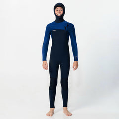 Kids HyperFreak Hooded 5/4+mm Steamer Chest Zip - Twilight Blue