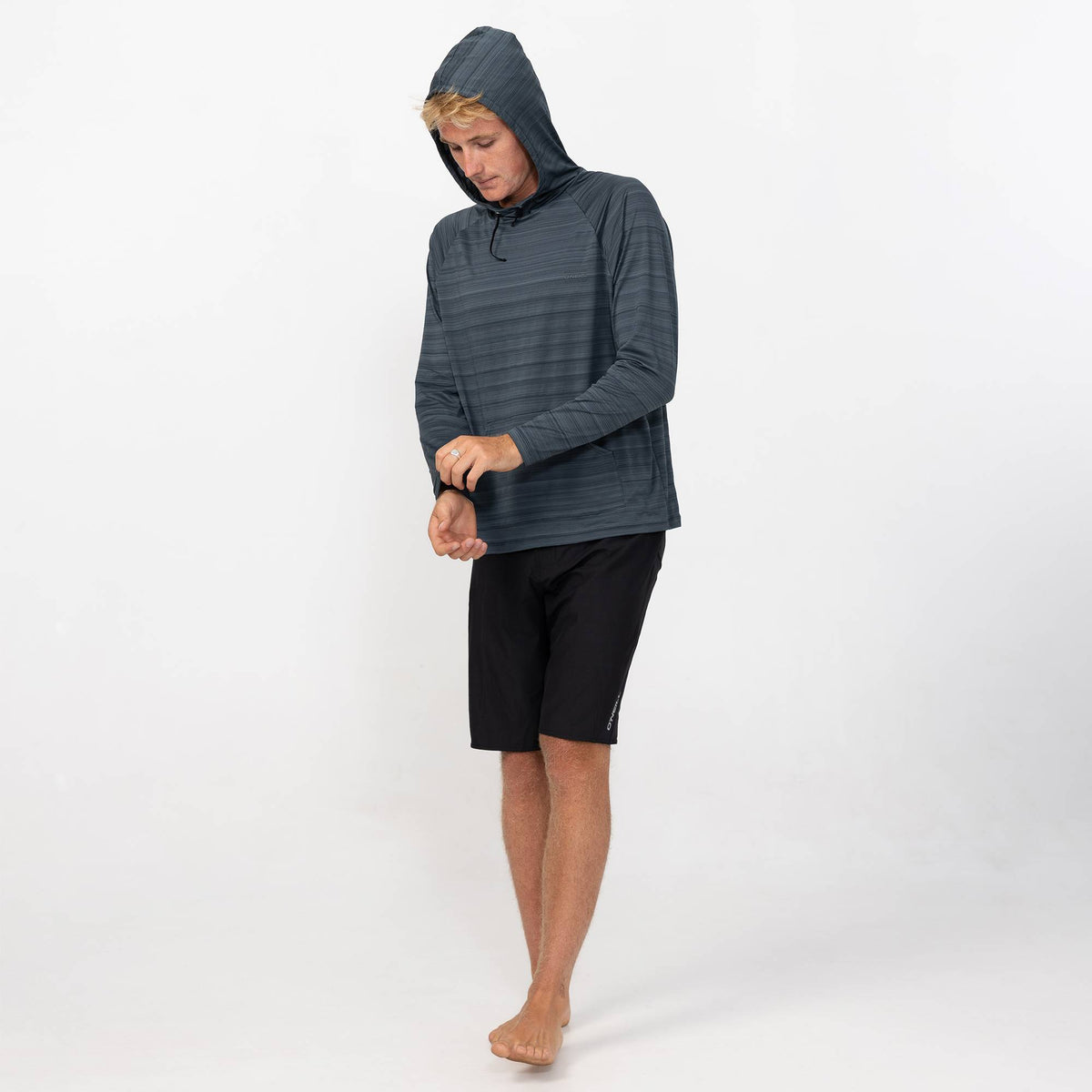Men's 24/7 Tech Hooded Long Sleeve Rash Vest Tee - Graphite