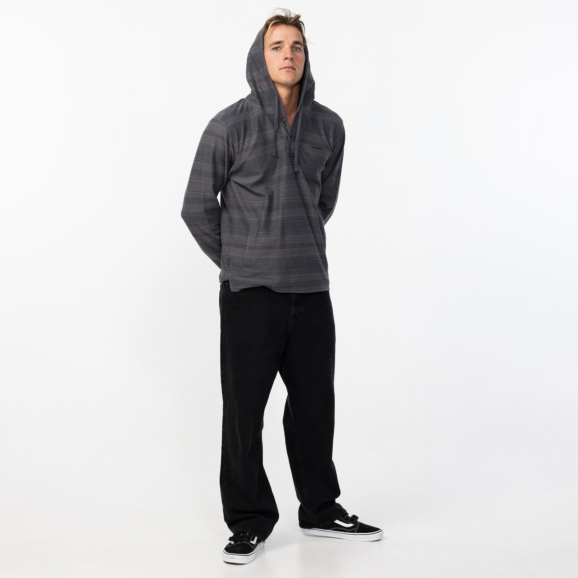 Men's Bavaro Stripe Poncho - Black