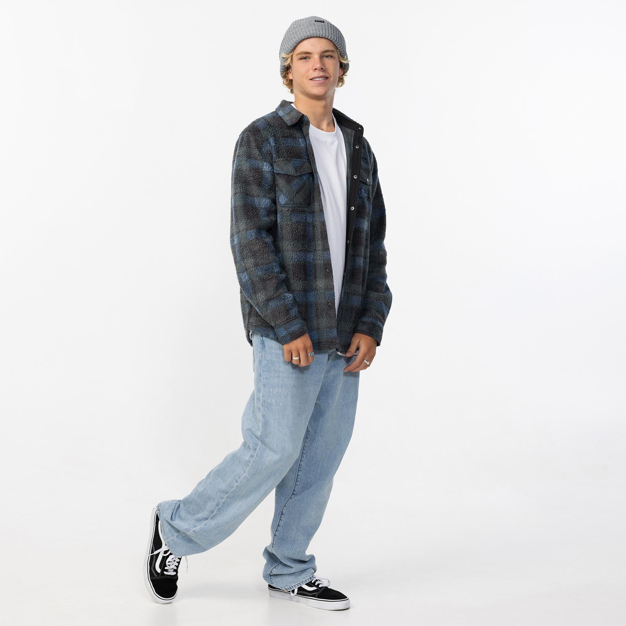 Men's Glacier Plaid High Pile Superfleece - Dark Slate
