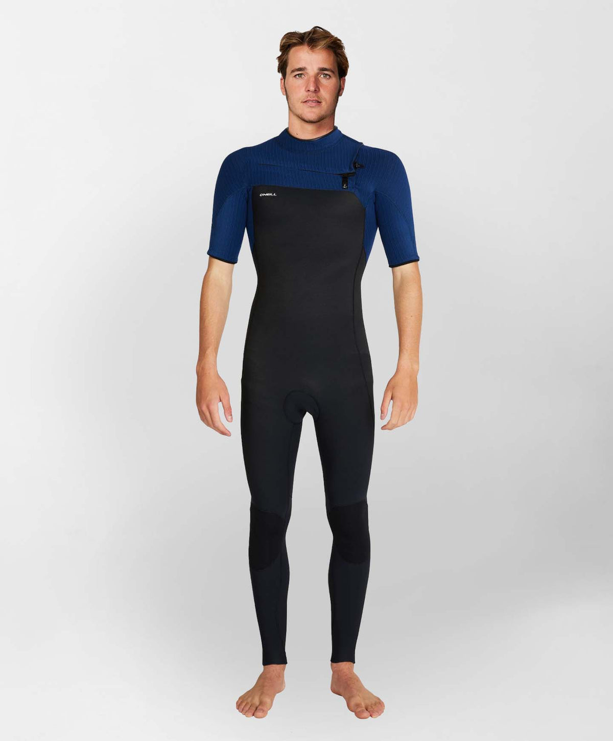 HyperFreak 2mm Short Arm Steamer Chest Zip Wetsuit - Black Marine