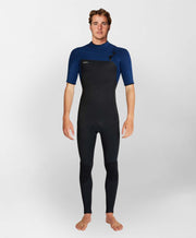 HyperFreak 2mm Short Arm Steamer Chest Zip Wetsuit - Black Marine