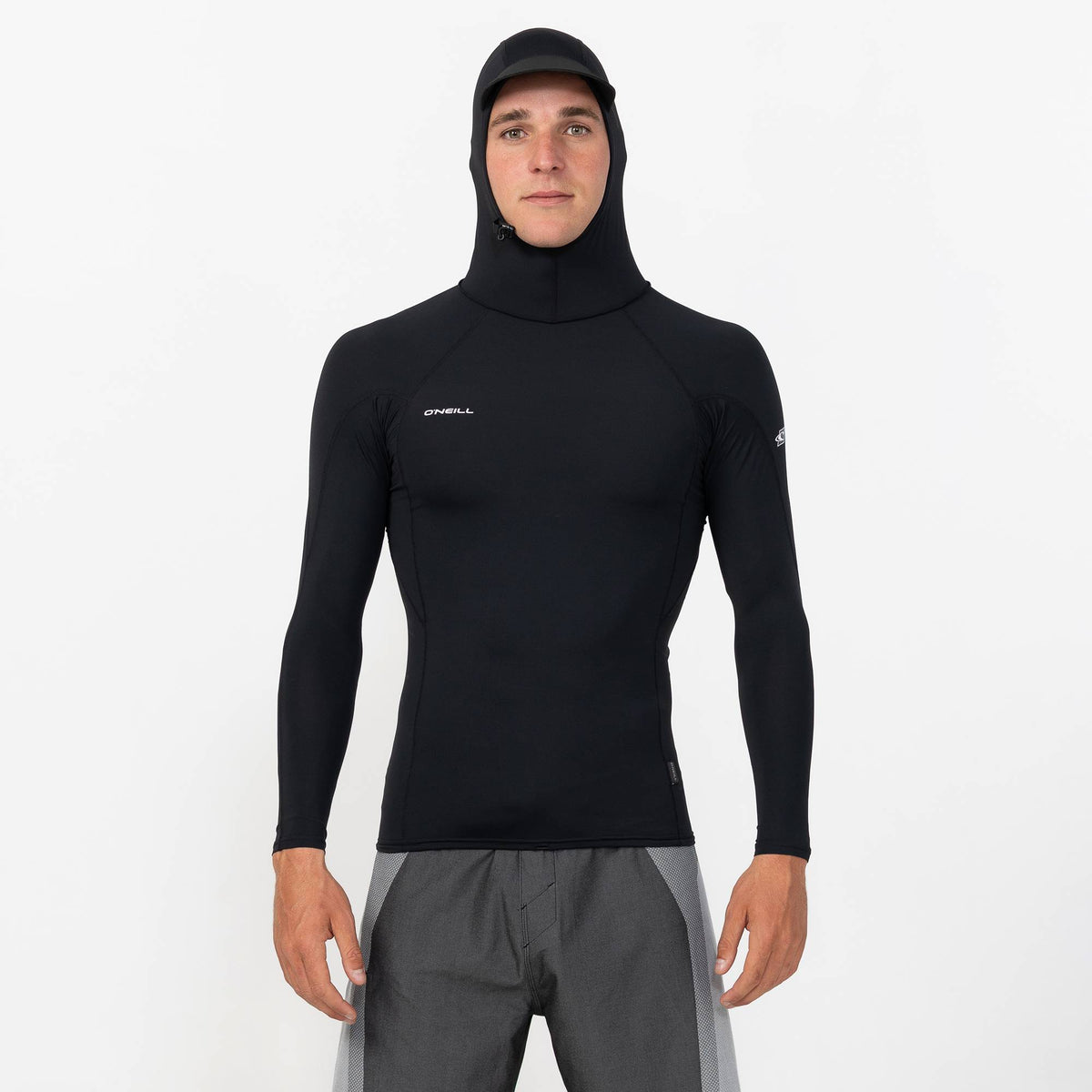 Men's HyperFreak Skins Long Sleeve Hooded Rash Vest - Black