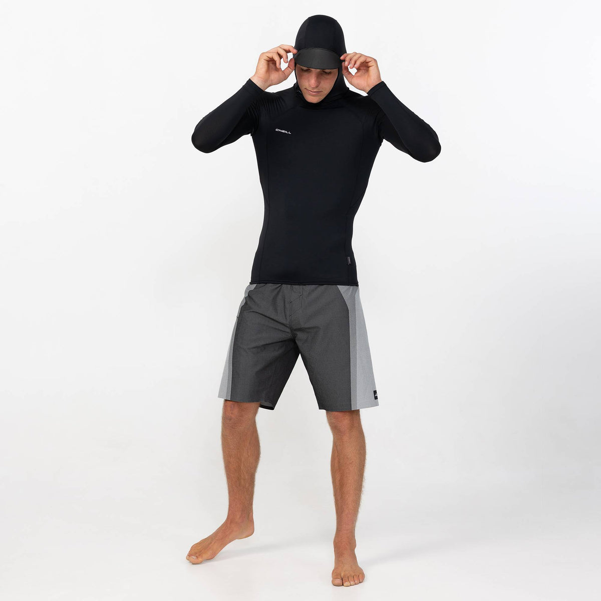 Men's HyperFreak Skins Long Sleeve Hooded Rash Vest - Black