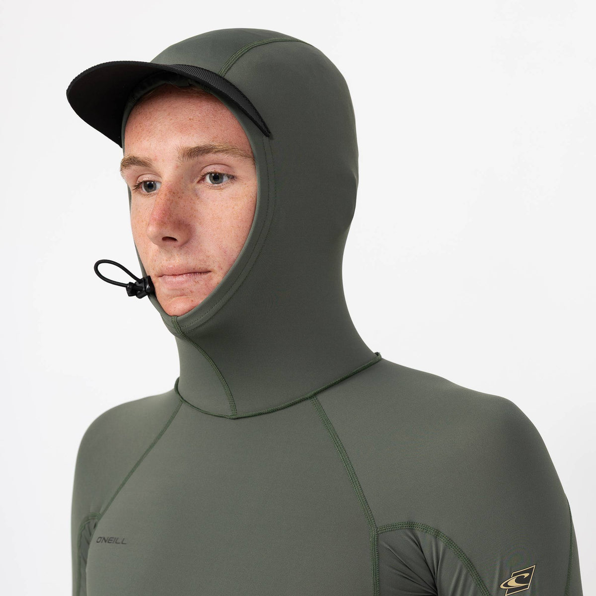 Men's HyperFreak Skins Long Sleeve Hooded Rash Vest - Olive