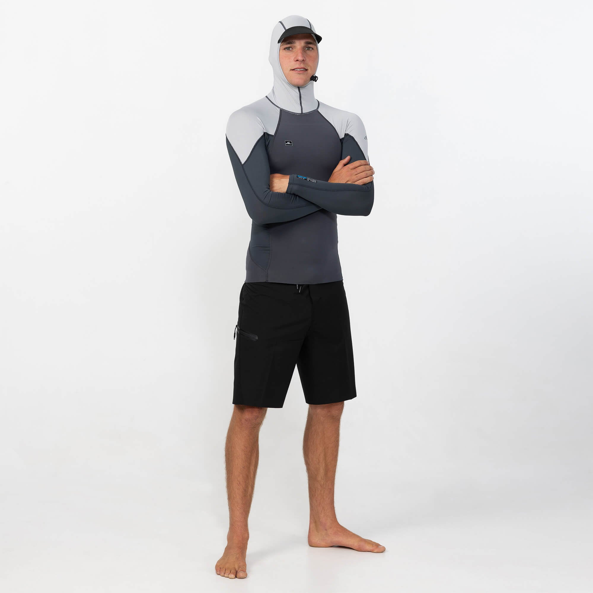 Men's Thin Skins Neo Long Sleeve Hooded Rash Vest - Graphite