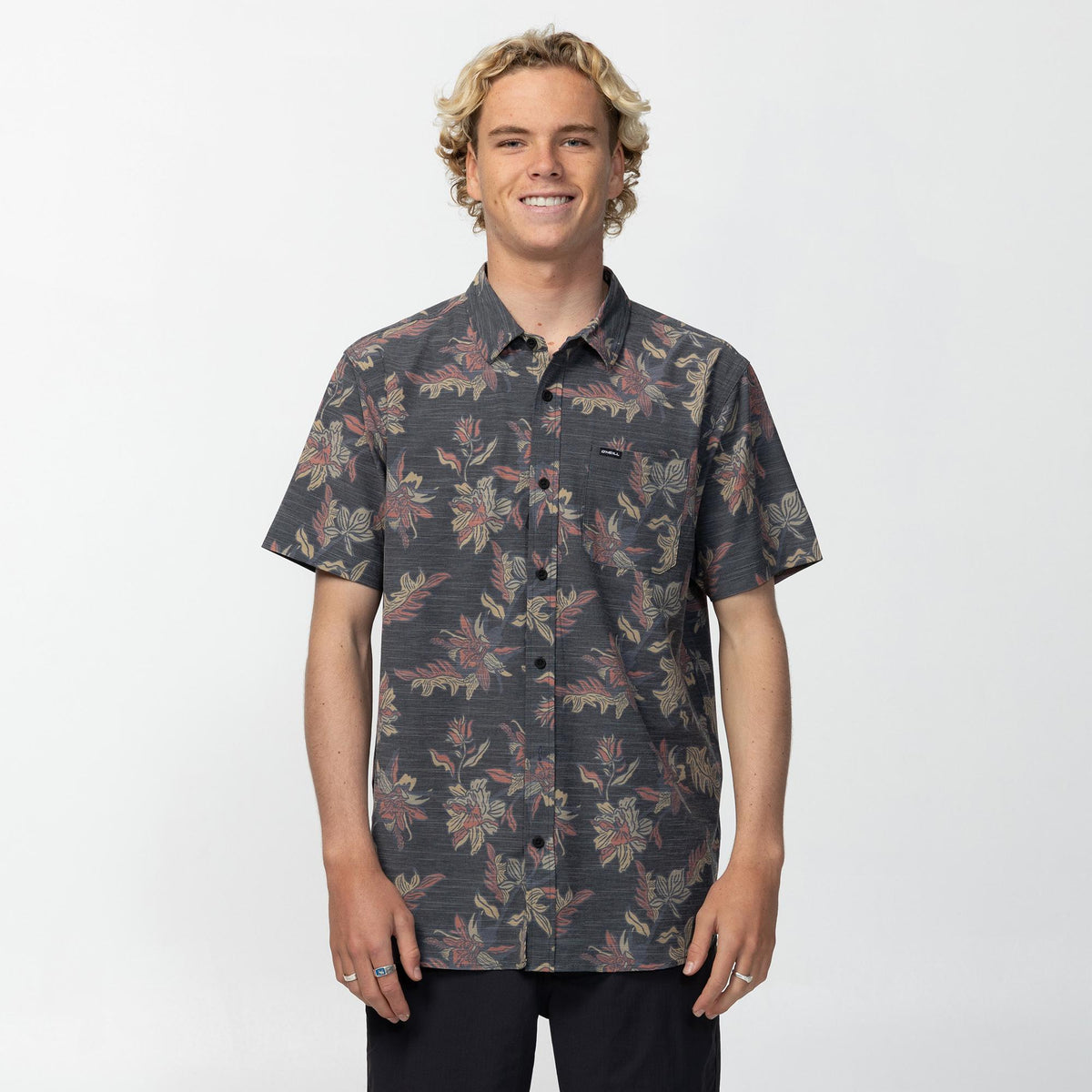 Men's UPF Slub Standard Short Sleeve Shirt - Black
