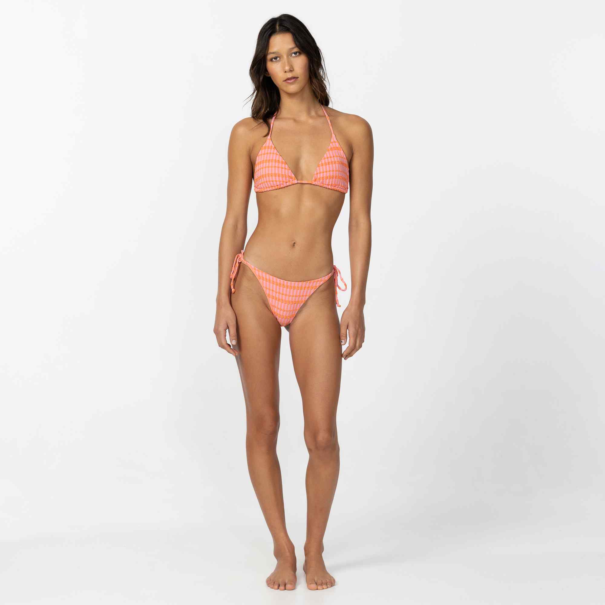 Paradise Plaid Venice Bikini Top - Sachet Pink