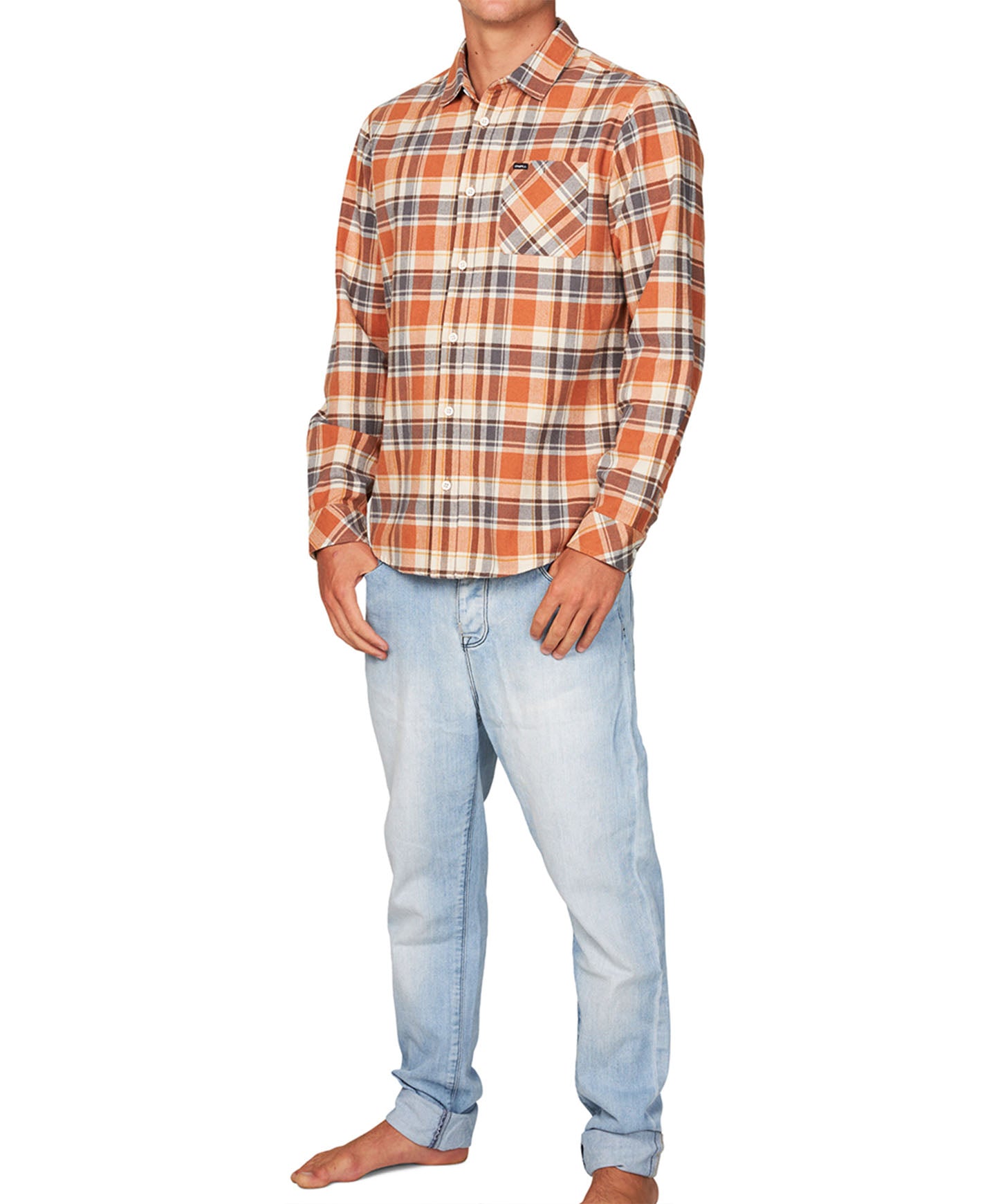 Redmond Plaid Stretch Flannel Shirt - Brown