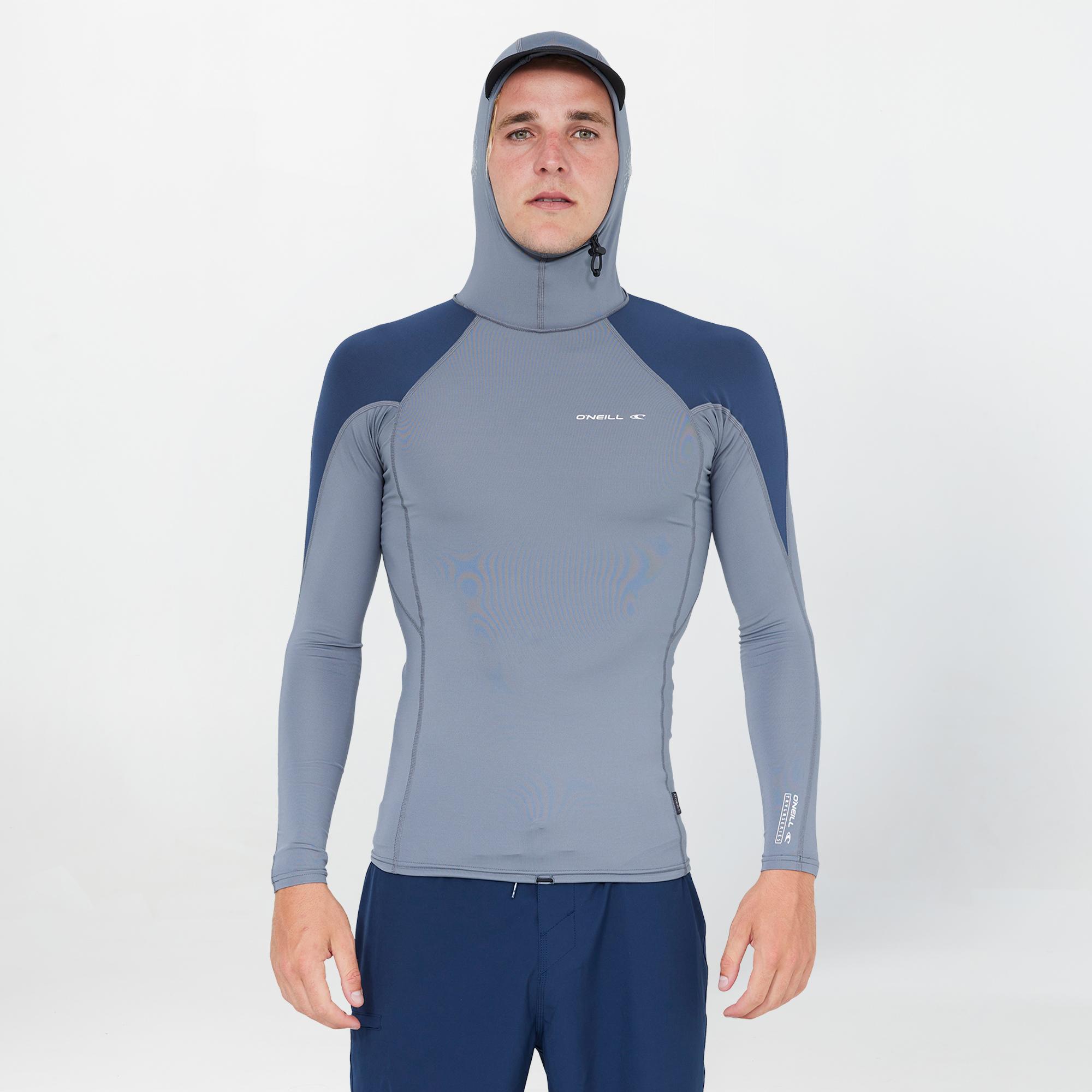 TRVLR Long Sleeve Hooded Rash Vest - Cool Grey