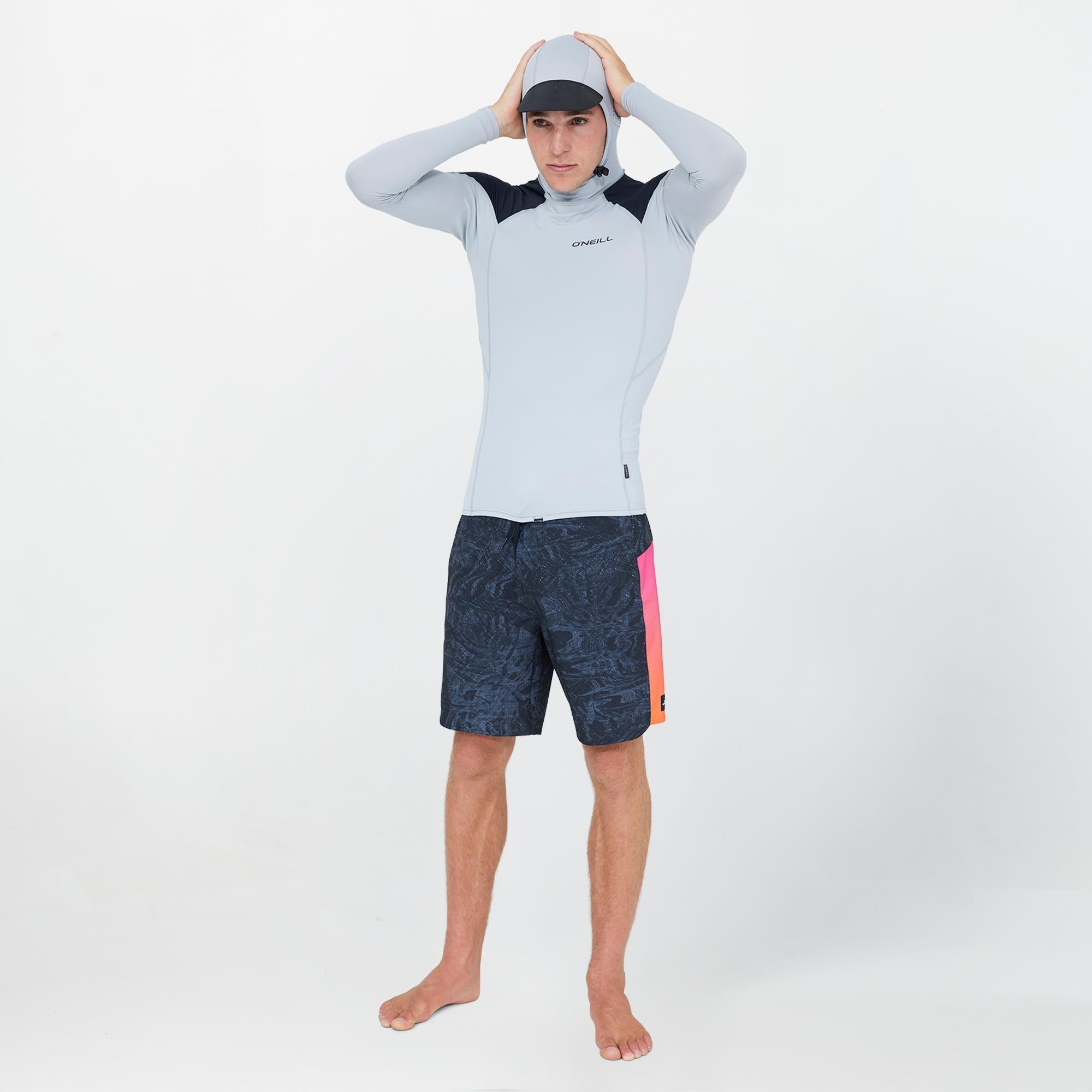 Men's TRVLR Long Sleeve Hooded Rash Vest - Cool Grey