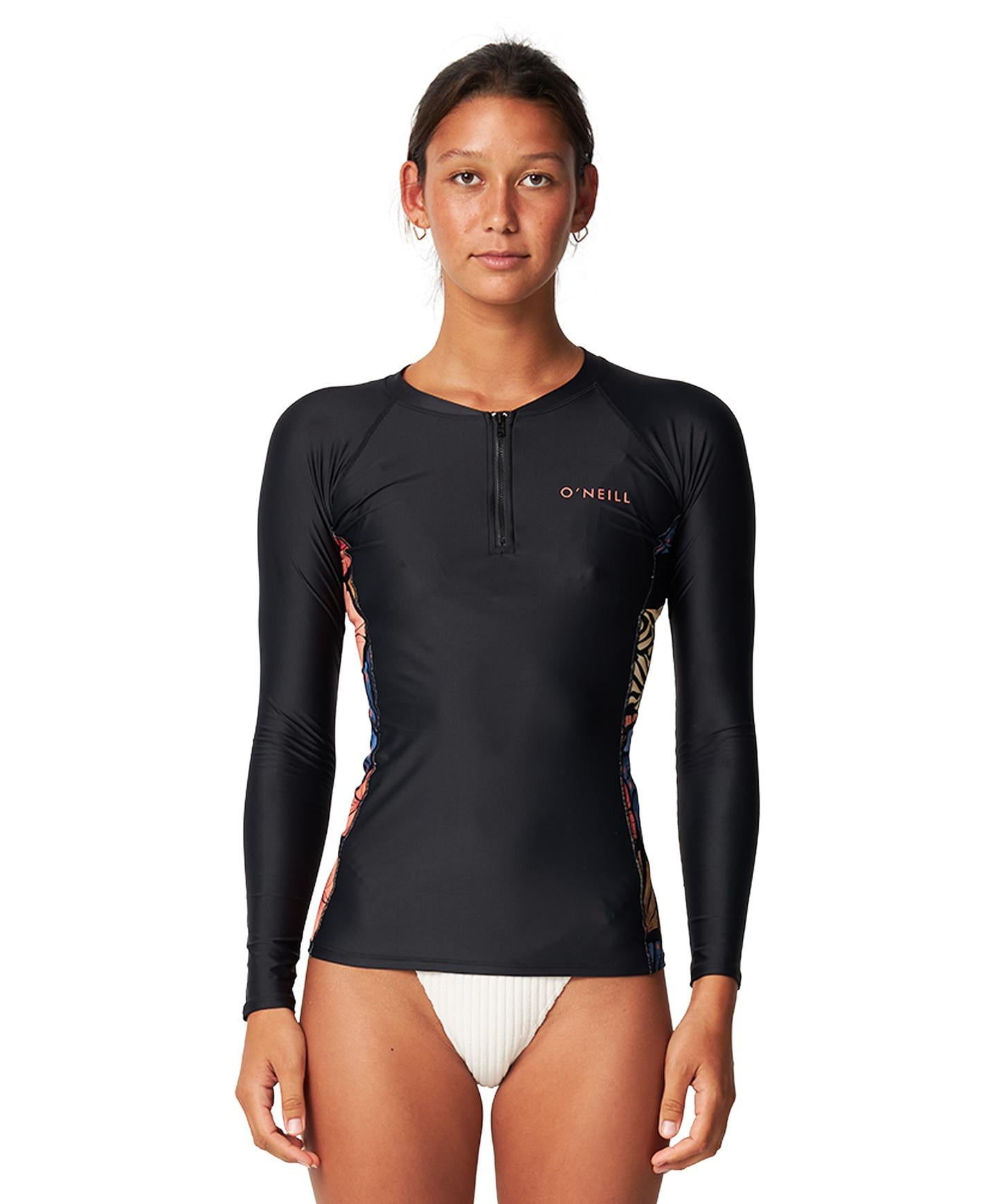 Women's Bahia 1/4 Zip LS Rash Vest - Vintage Aloha