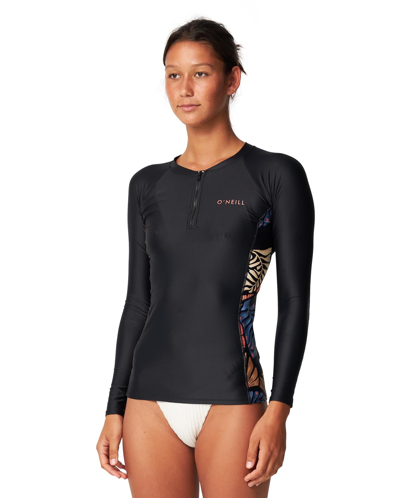 Women's Bahia 1/4 Zip LS Rash Vest - Vintage Aloha