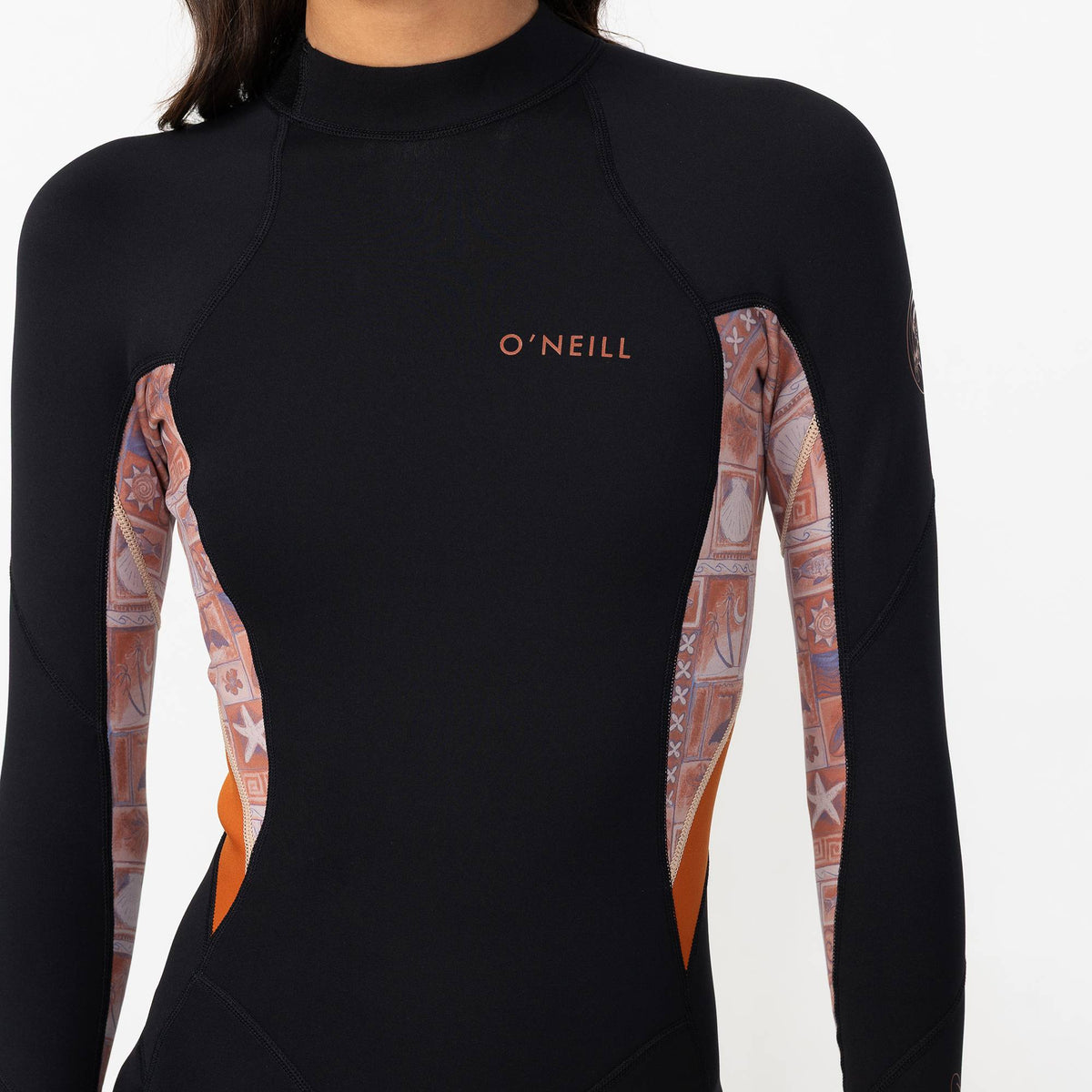 Women's Bahia 2mm Long Sleeve Mid Spring Suit Back Zip - Tangerine Tile