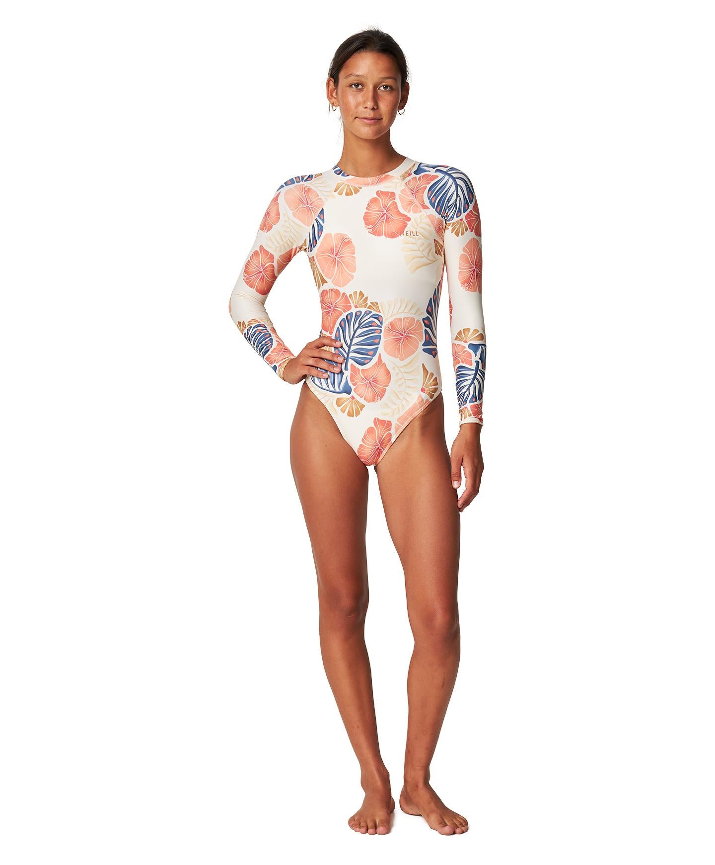 Women's Bahia Cutout BZ Surfsuit - Vintage Aloha White