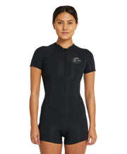 Women's Bahia 2mm Short Sleeve Spring Suit Front Zip Wetsuit - Black