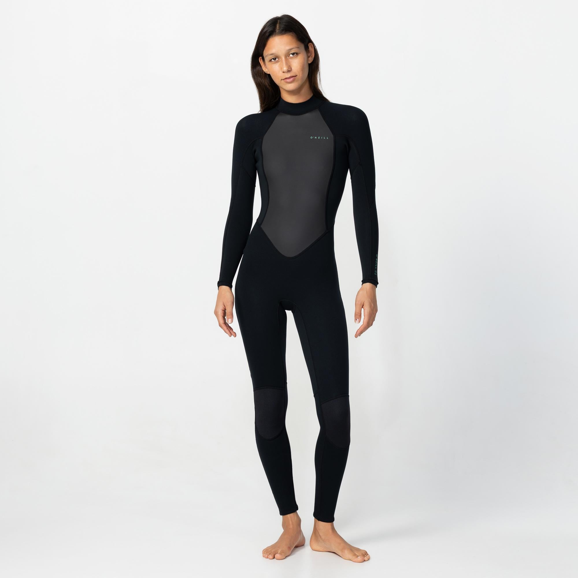 Womens Factor 3/2mm Steamer Back Zip Wetsuit - Black