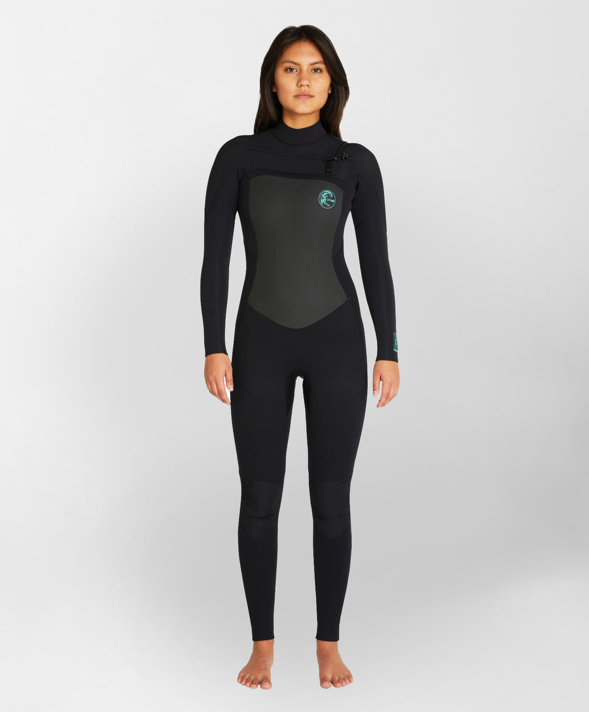 Womens Focus 3/2mm Steamer Chest Zip Sealed Wetsuit - Black