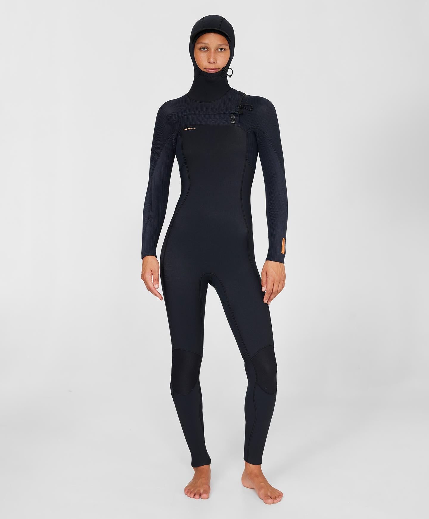 Women's HyperFreak 5.5/4+mm Hooded Steamer Chest Zip Wetsuit - Black