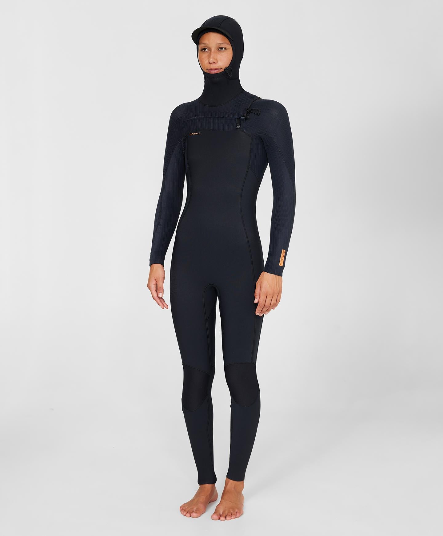 Women's HyperFreak 5.5/4+mm Hooded Steamer Chest Zip Wetsuit - Black