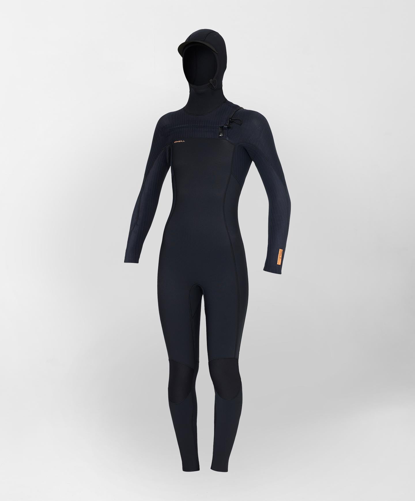 Women's HyperFreak 5.5/4+mm Hooded Steamer Chest Zip Wetsuit - Black